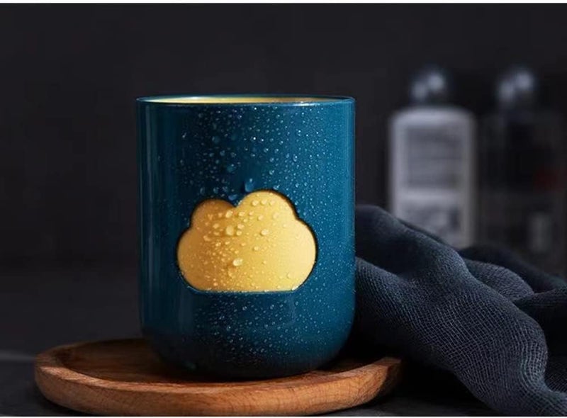 RabyLeo Simple Cloud Mouthwash Cup - Creative Cute Couple's Cup (Dark Green & Light Blue) - Image 5